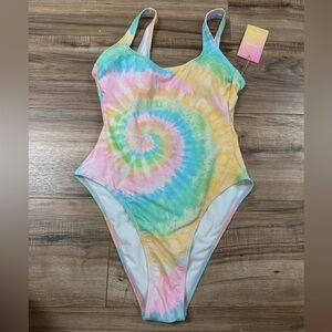 Stoney Clover Lane Pastel tie-dye high leg One piece swimsuit size SMALL